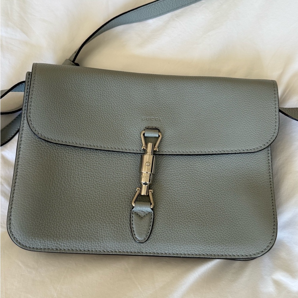 Gucci Gray Crossbody Bag with Gold Clasp